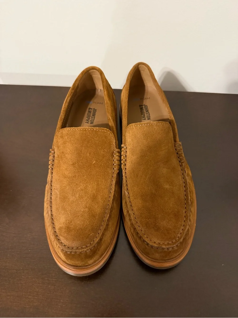 Johnston & Murphy Men's Suede Loafers in Cognac Tan